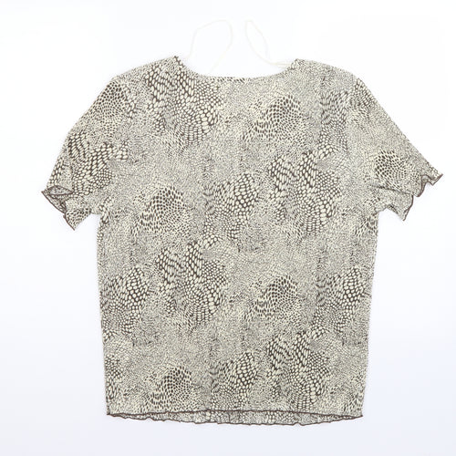 Roman Womens Ivory Animal Print  Basic Blouse Size M