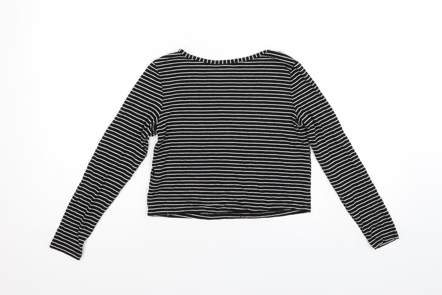YD Girls Black Striped  Pullover Jumper Size 9-10 Years