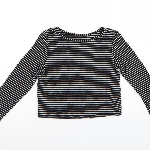 YD Girls Black Striped  Pullover Jumper Size 9-10 Years