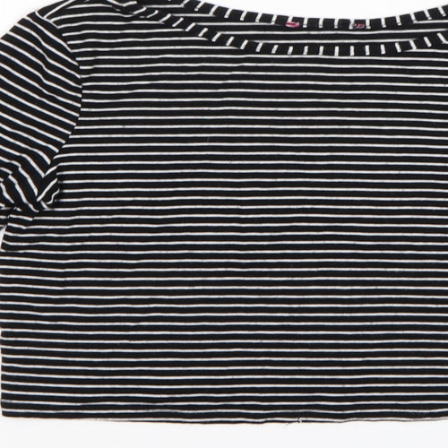 YD Girls Black Striped  Pullover Jumper Size 9-10 Years