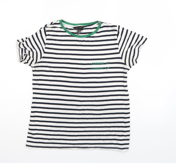 New Look Womens Multicoloured Striped  Basic T-Shirt Size 8