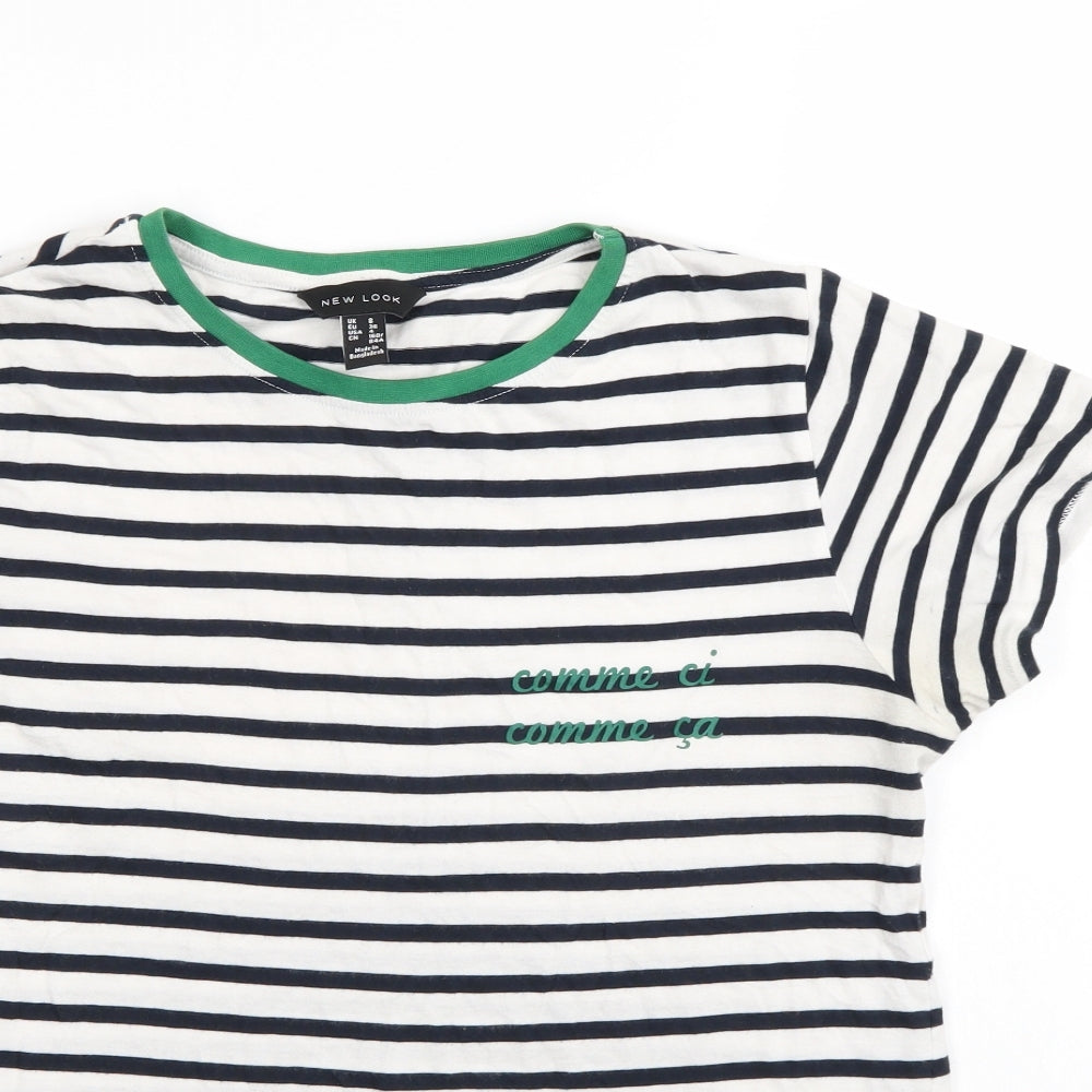 New Look Womens Multicoloured Striped  Basic T-Shirt Size 8