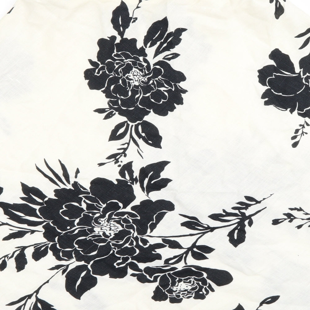 M&S Womens White Floral  A-Line Skirt Size 8