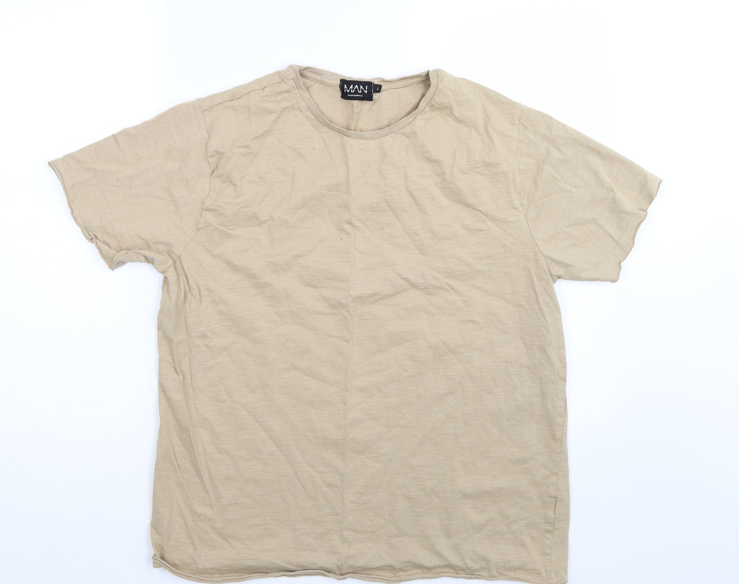 Boohoo man Mens Beige    T-Shirt Size L
