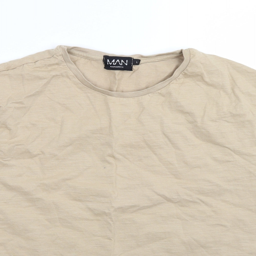 Boohoo man Mens Beige    T-Shirt Size L