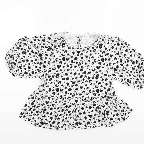 NEXT Girls White Animal Print  Tunic Blouse Size 10 Years