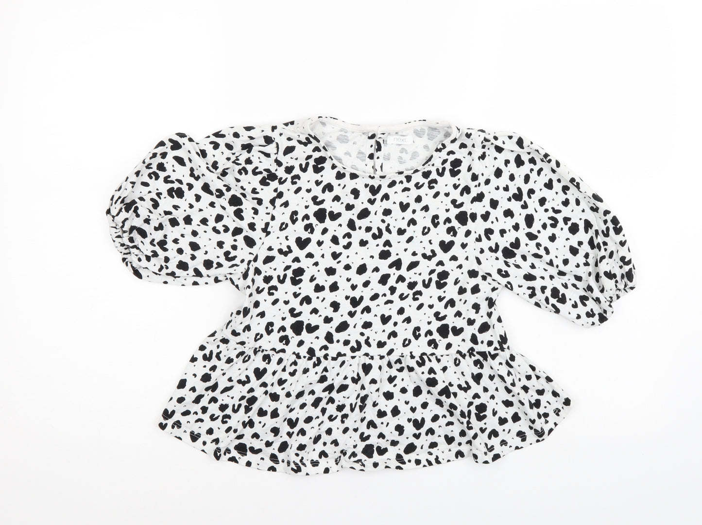 NEXT Girls White Animal Print  Tunic Blouse Size 10 Years