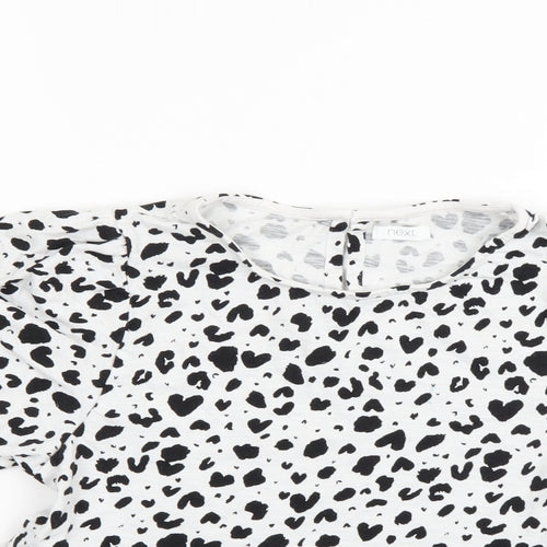 NEXT Girls White Animal Print  Tunic Blouse Size 10 Years