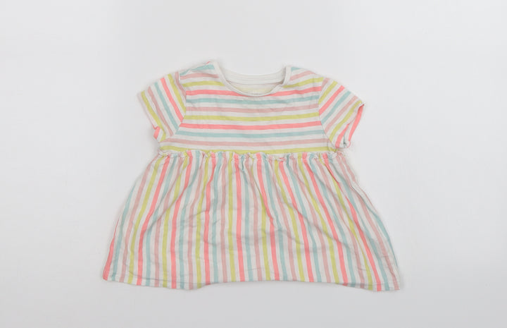 F&F Girls Multicoloured Striped  T-Shirt Dress  Size 12-18 Months