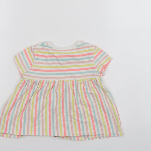 F&F Girls Multicoloured Striped  T-Shirt Dress  Size 12-18 Months