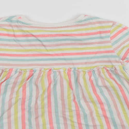 F&F Girls Multicoloured Striped  T-Shirt Dress  Size 12-18 Months