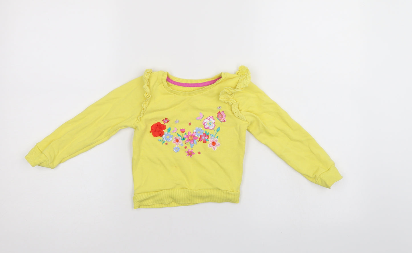 Nutmeg Girls Yellow Floral  Pullover Jumper Size 12-18 Months
