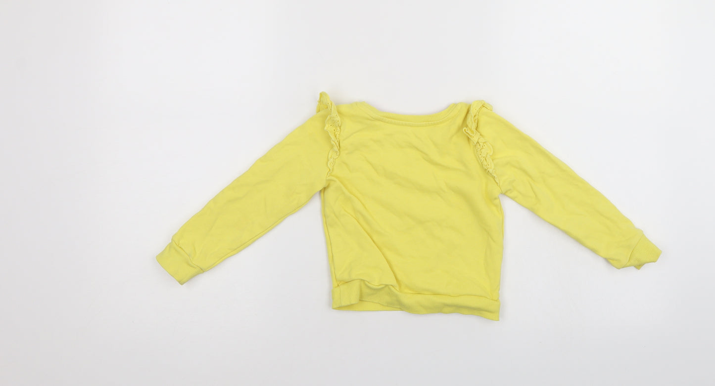 Nutmeg Girls Yellow Floral  Pullover Jumper Size 12-18 Months