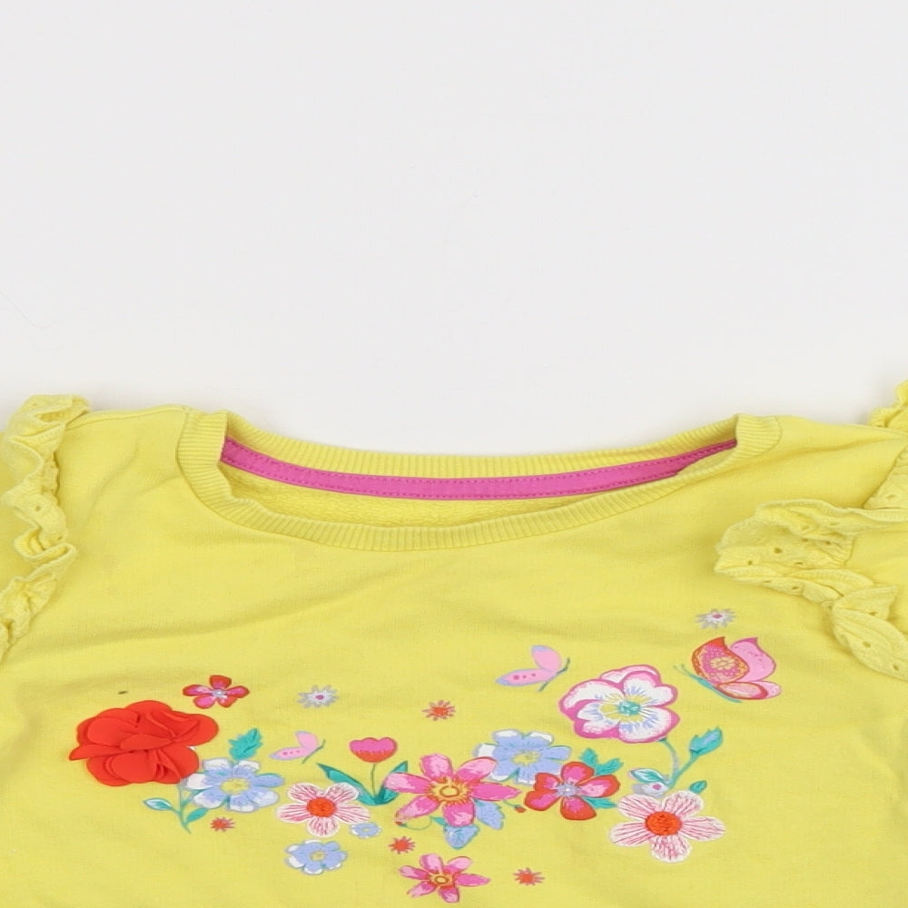 Nutmeg Girls Yellow Floral  Pullover Jumper Size 12-18 Months
