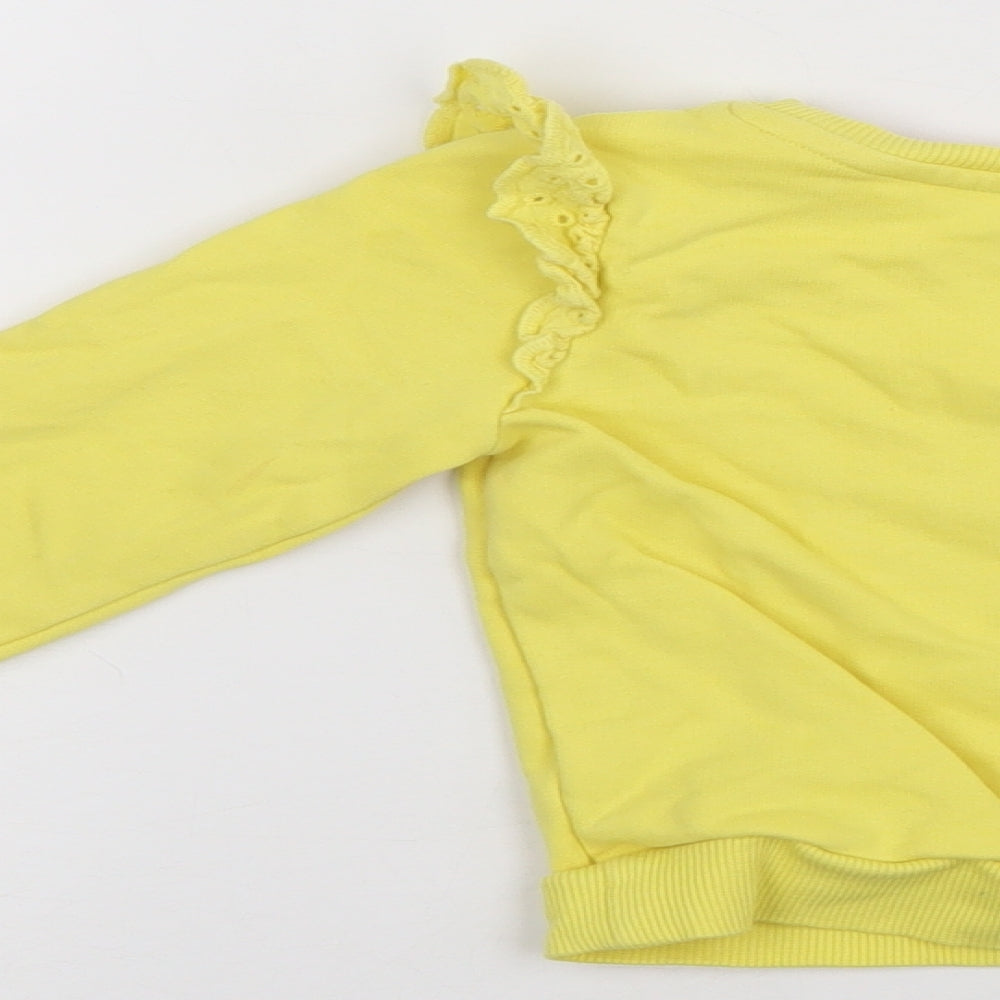 Nutmeg Girls Yellow Floral  Pullover Jumper Size 12-18 Months