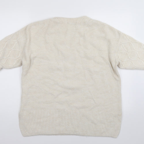 George Womens White Argyle/Diamond  Pullover Jumper Size L