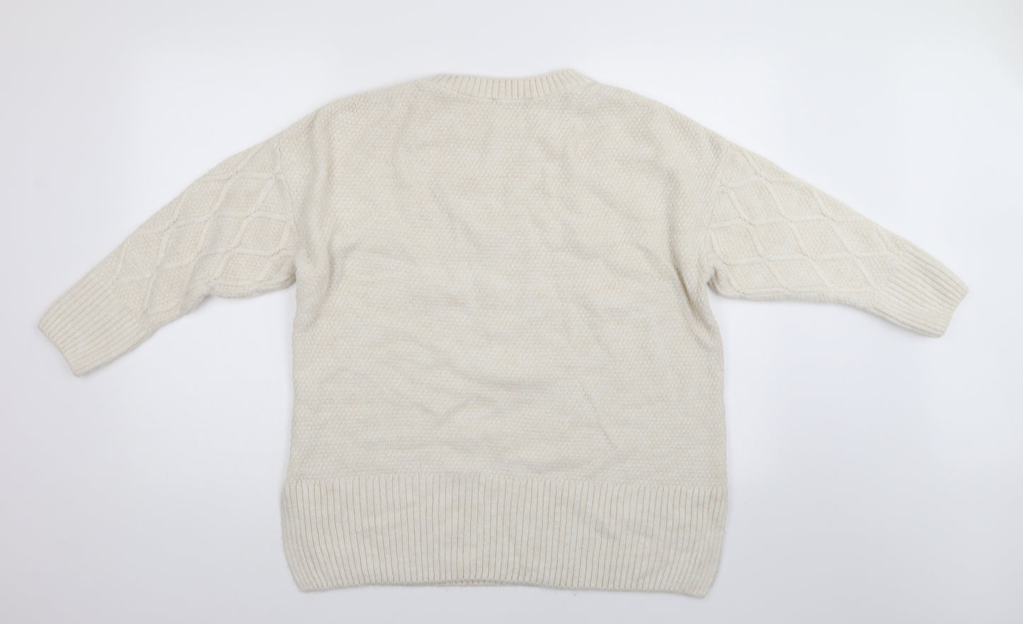 George Womens White Argyle/Diamond  Pullover Jumper Size L
