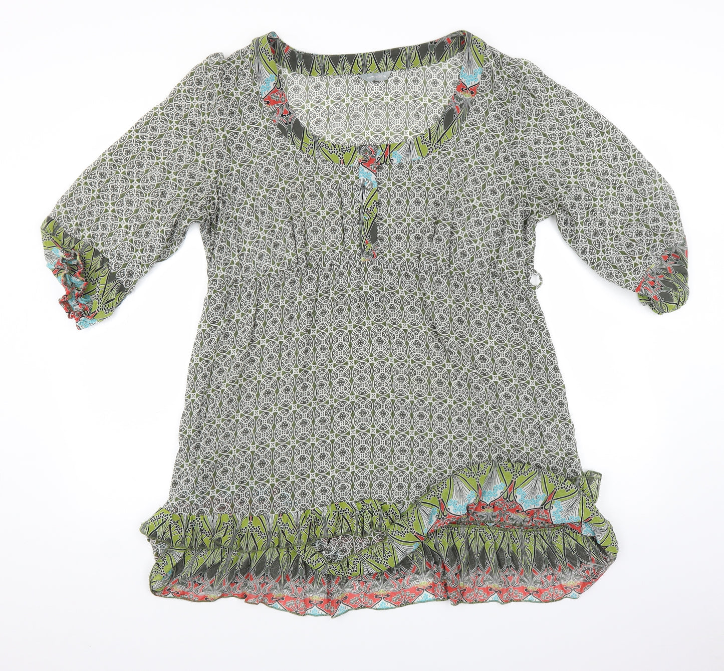 Per Una Womens Green Geometric  Fit & Flare  Size 18