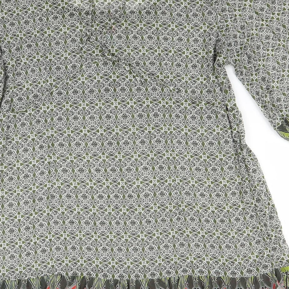 Per Una Womens Green Geometric  Fit & Flare  Size 18