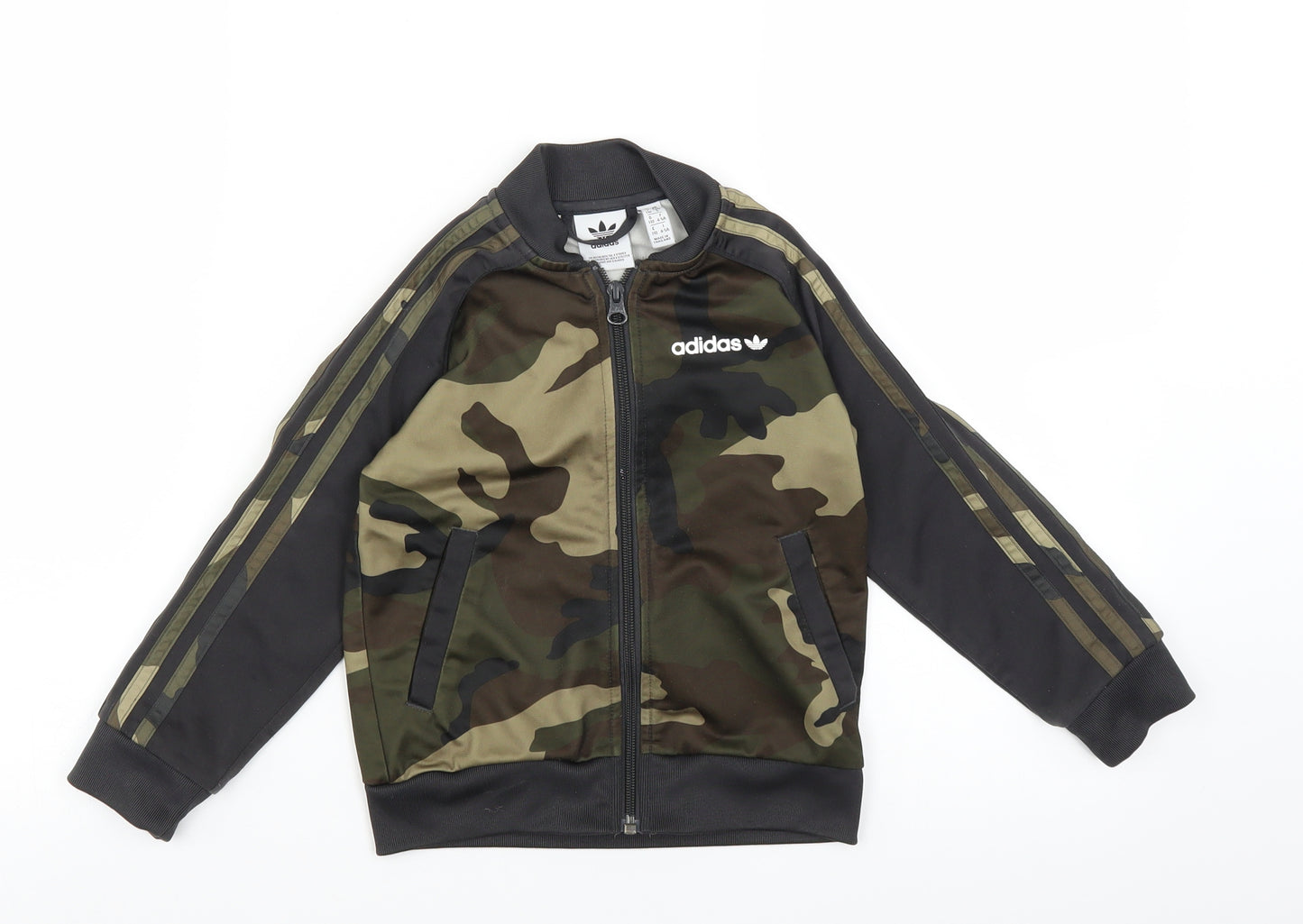 adidas Boys Green Camouflage  Full Zip Sweatshirt Size 4-5 Years