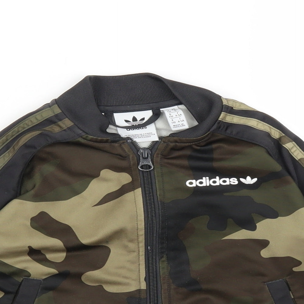 adidas Boys Green Camouflage  Full Zip Sweatshirt Size 4-5 Years