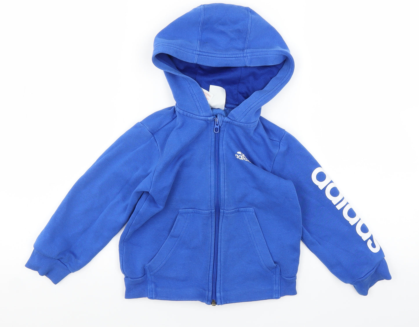 adidas Boys Blue   Full Zip Hoodie Size 4-5 Years