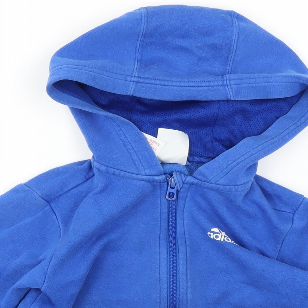adidas Boys Blue   Full Zip Hoodie Size 4-5 Years