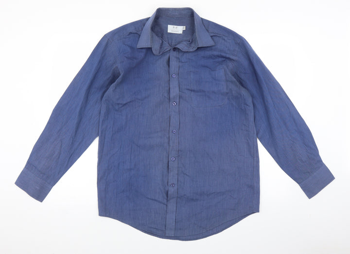 F&F Mens Blue Button-Up Size 15.5