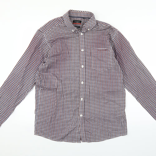 PIERE CANDIN Mens Red Check   Button-Up Size M