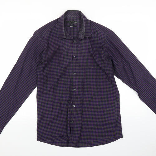 Cedar Wood State Mens Purple Check   Button-Up Size 15.5