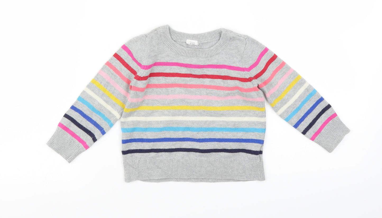Gap Girls Green Striped  Pullover Jumper Size 3 Years