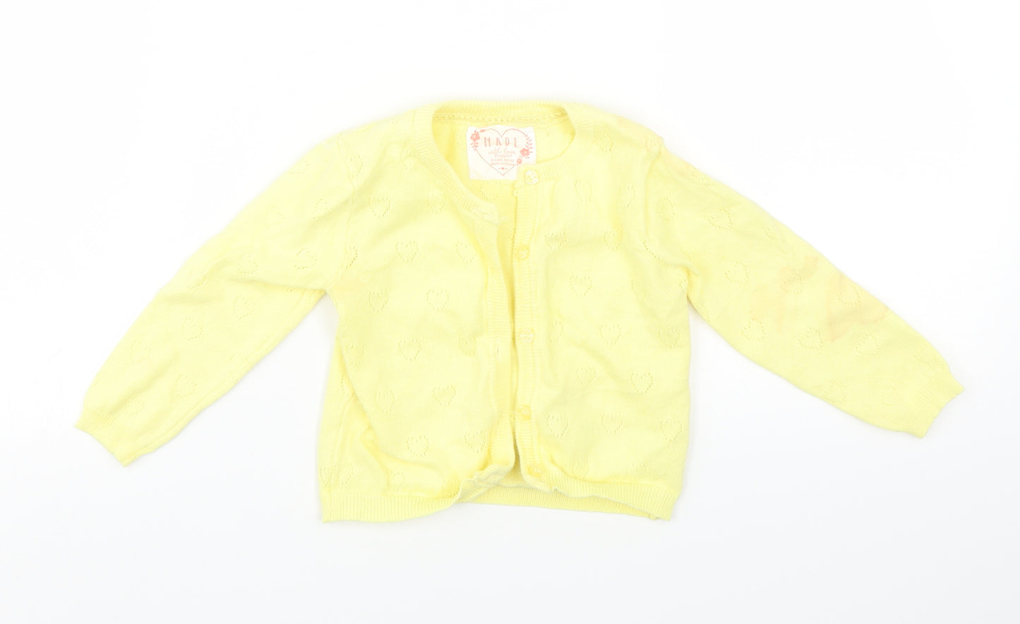 Primark Girls Yellow   Cardigan Jumper Size 9-12 Months