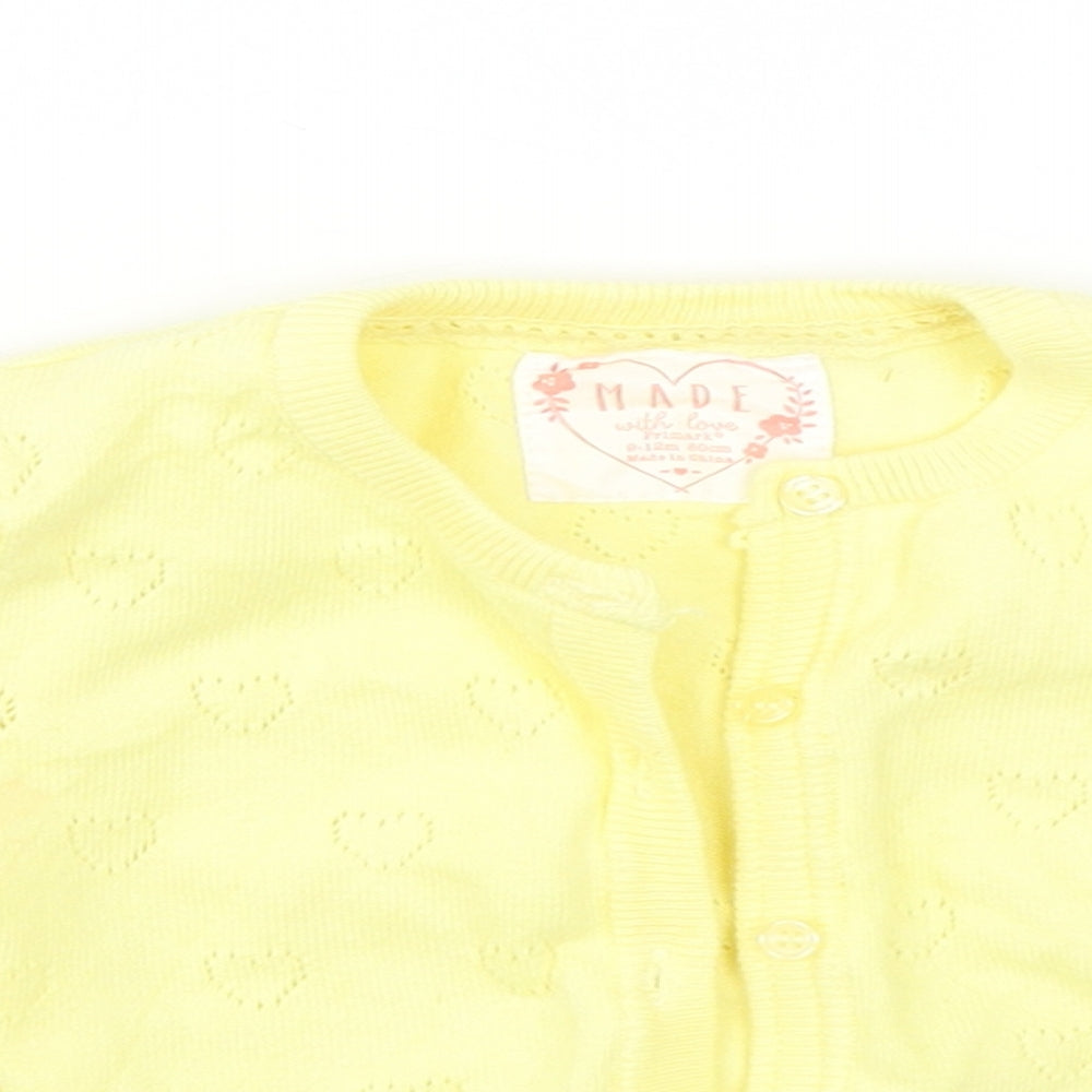 Primark Girls Yellow   Cardigan Jumper Size 9-12 Months