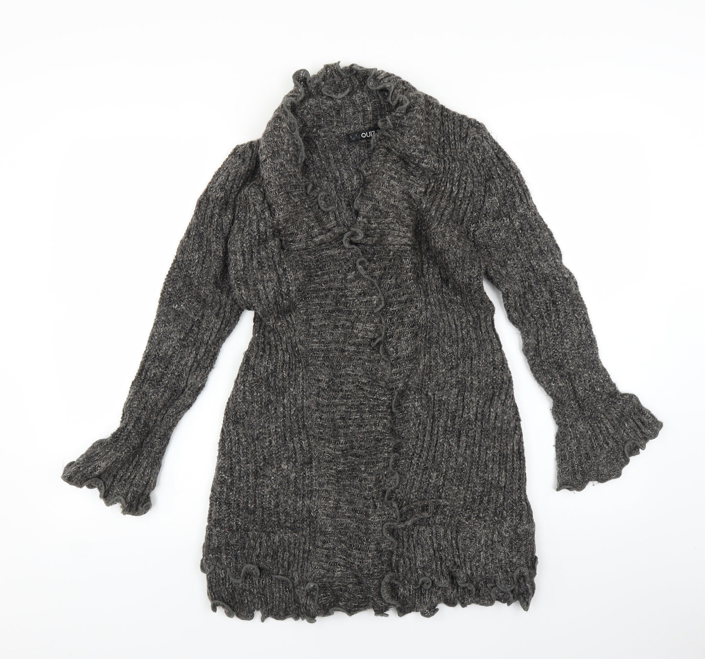 Quiz Womens Grey  Knit Cardigan Jumper Size 8