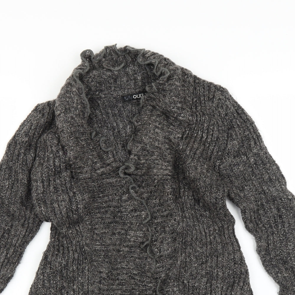 Quiz Womens Grey  Knit Cardigan Jumper Size 8
