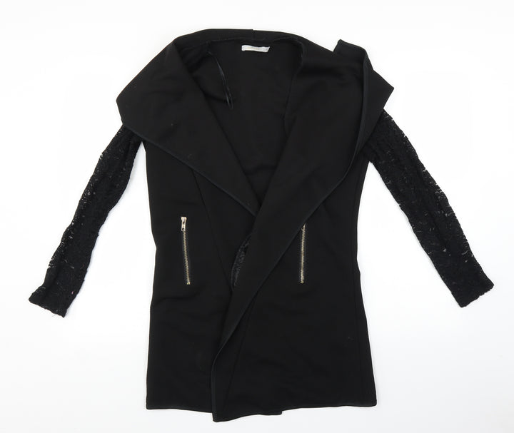 QED London Womens Black Jacket Coatigan Size M - Lace Sleeve