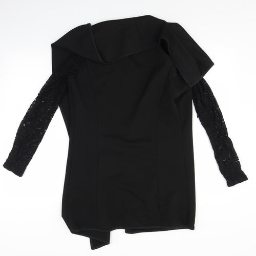QED London Womens Black   Jacket Coatigan Size M  - Lace Sleeve
