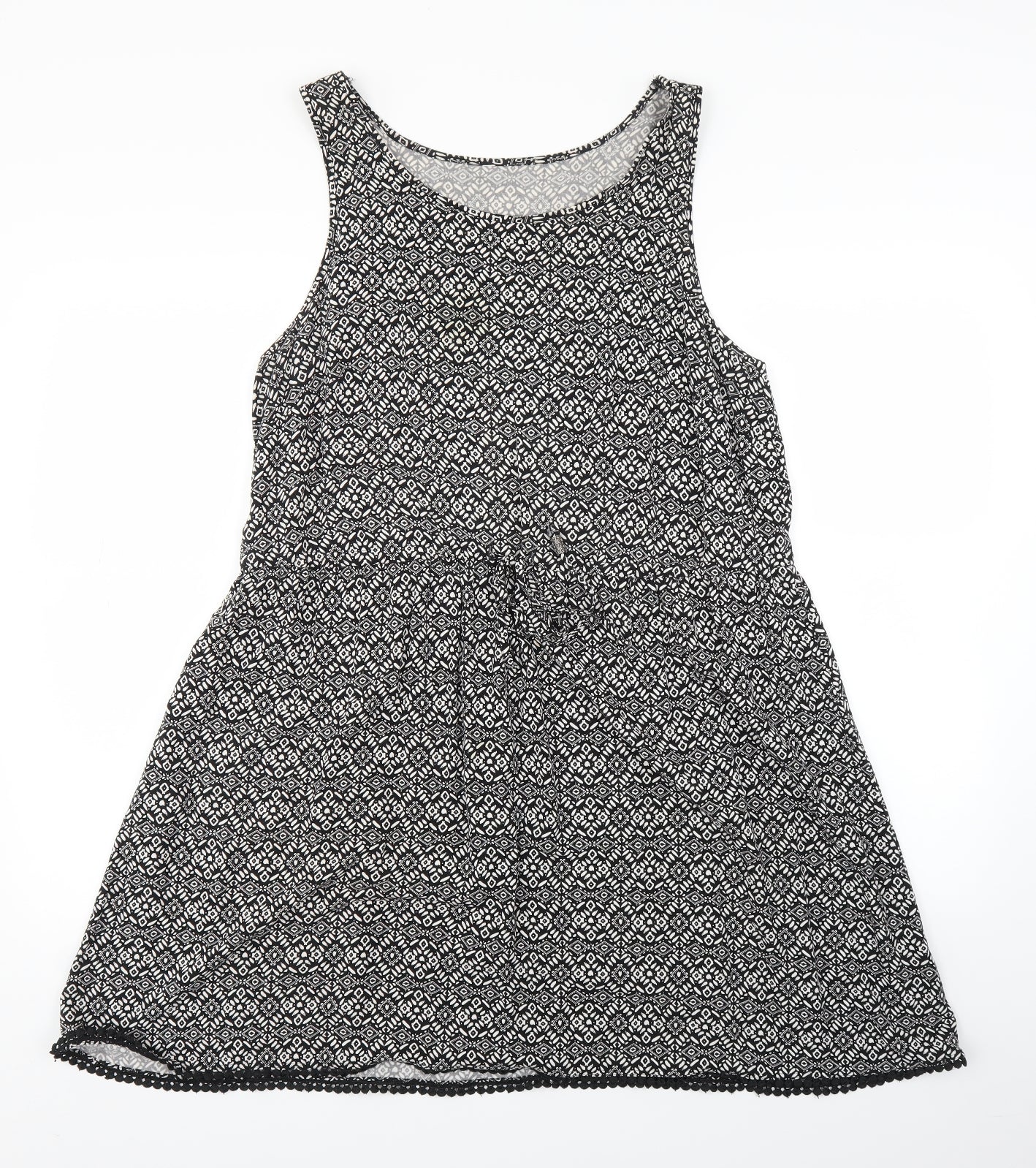 George Womens Black Geometric  Fit & Flare  Size 14
