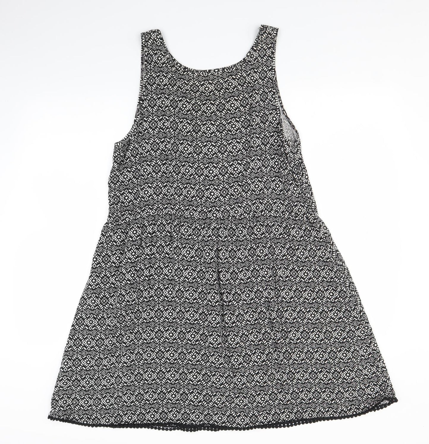 George Womens Black Geometric  Fit & Flare  Size 14