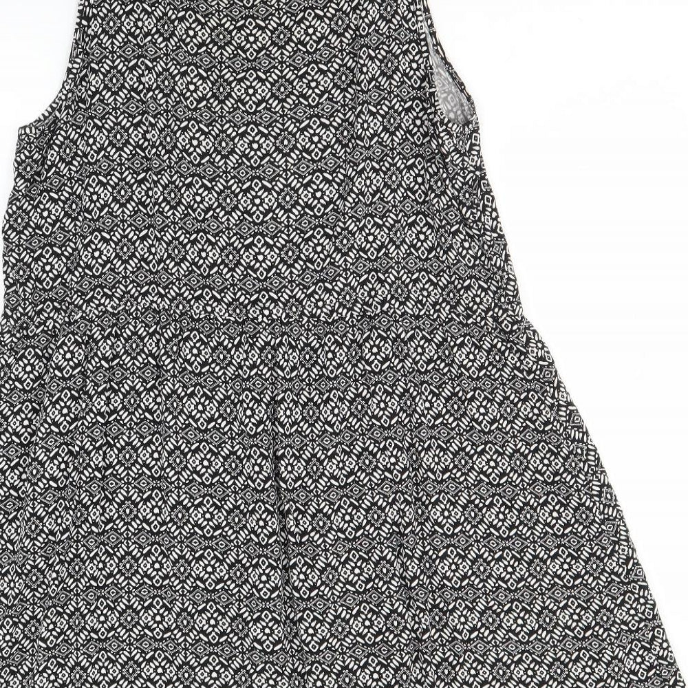 George Womens Black Geometric  Fit & Flare  Size 14