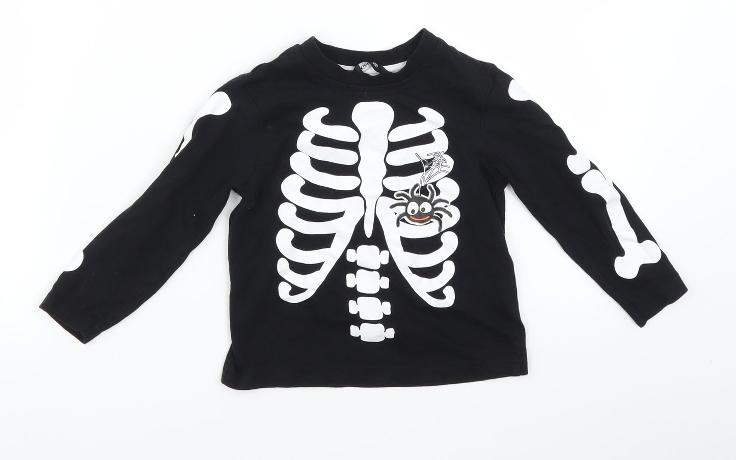 George Baby Black   Basic T-Shirt Size 18-24 Months  - Skeleton