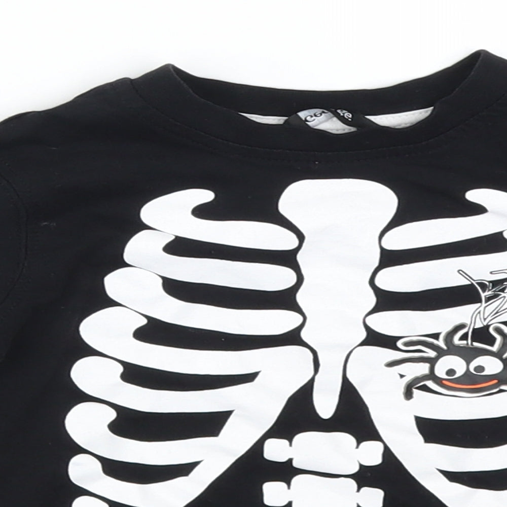 George Baby Black   Basic T-Shirt Size 18-24 Months  - Skeleton