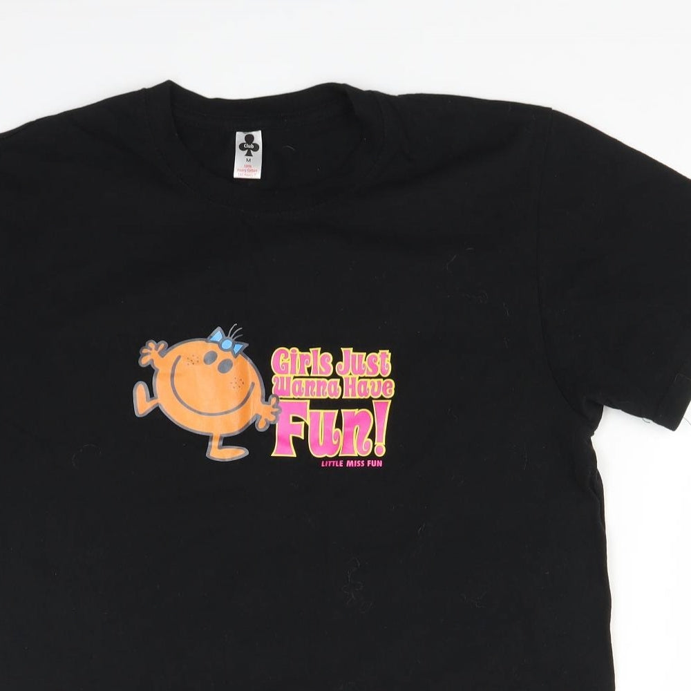 Club Womens Black   Basic T-Shirt Size M  - little miss fun