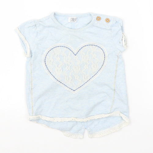 F&F Baby Blue   Basic Blouse Size 12-18 Months  - love heart