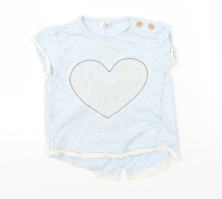 F&F Baby Blue   Basic Blouse Size 12-18 Months  - love heart