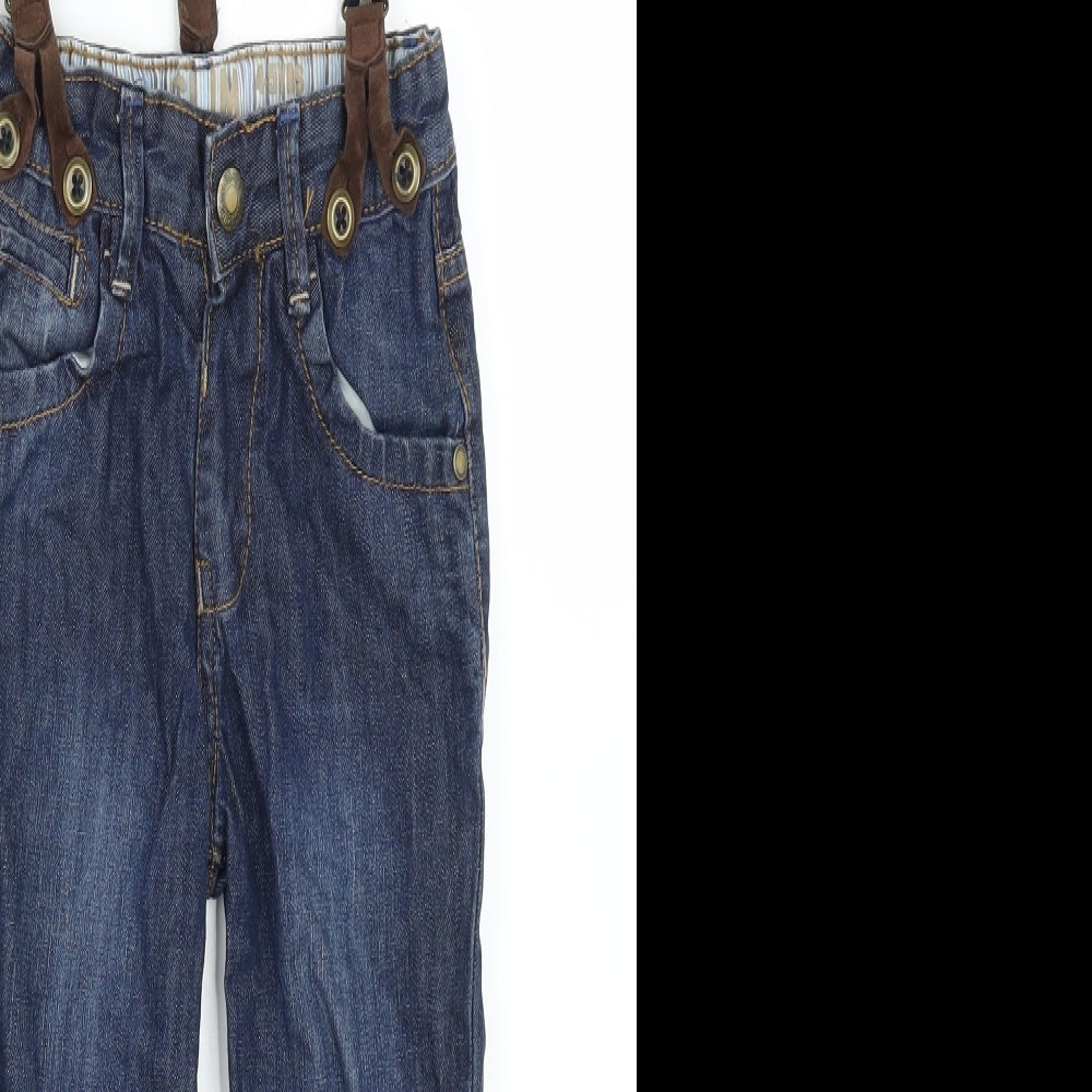 Primark Boys Blue  Denim Straight Jeans Size 4-5 Years - Suspenders