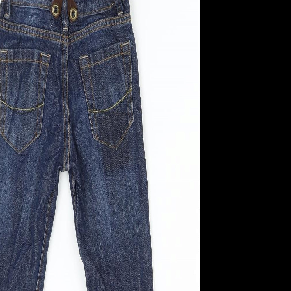 Primark Boys Blue  Denim Straight Jeans Size 4-5 Years - Suspenders