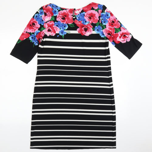 M&Co Womens Black Striped  T-Shirt Dress  Size 16