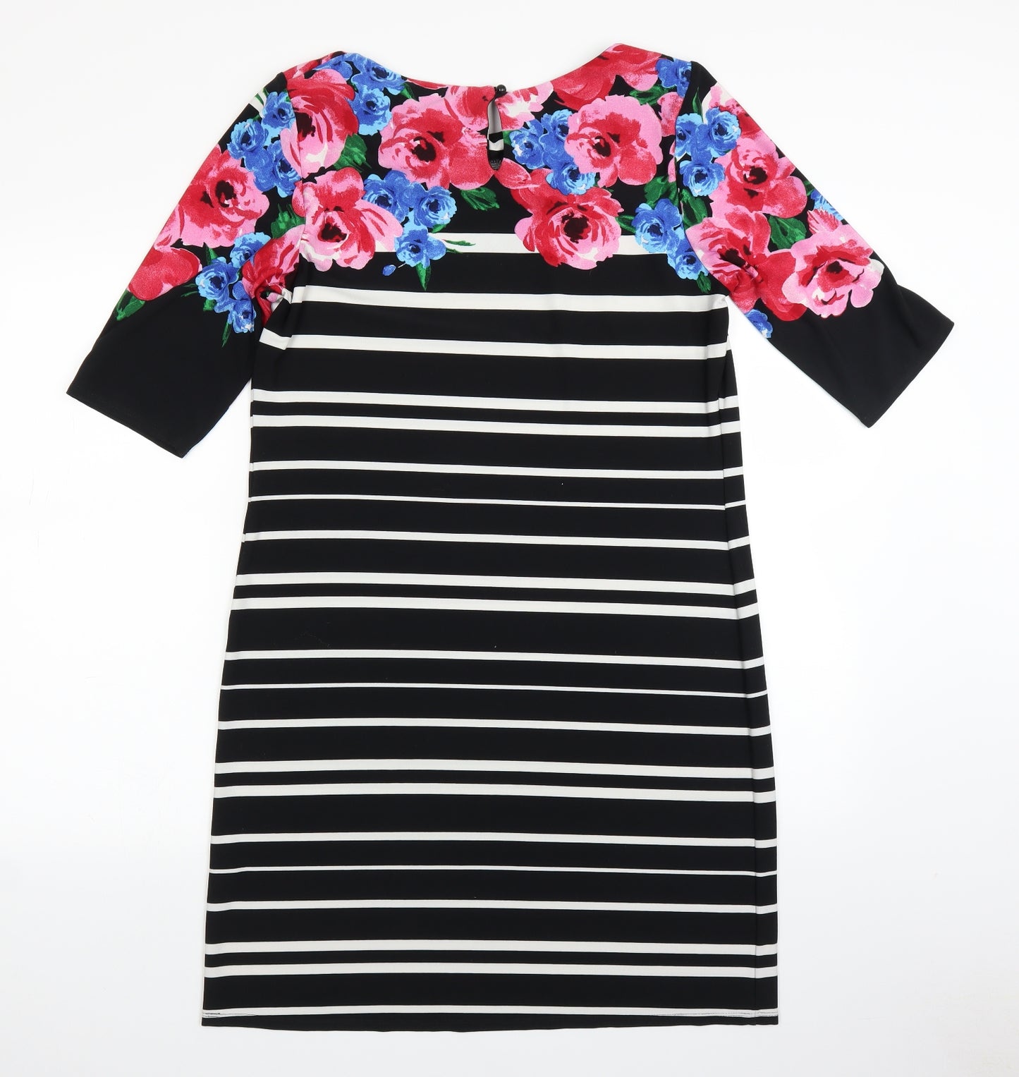 M&Co Womens Black Striped  T-Shirt Dress  Size 16