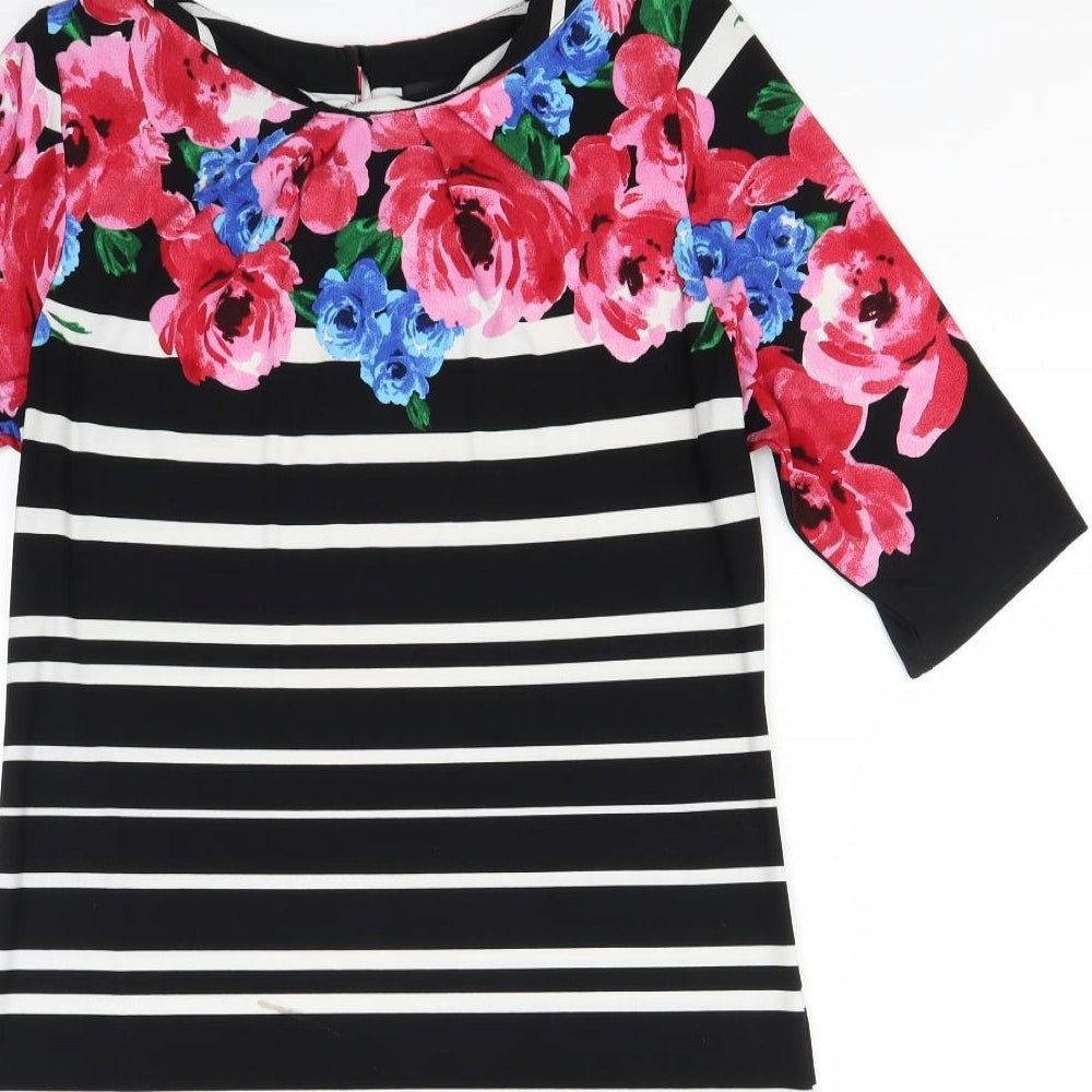 M&Co Womens Black Striped  T-Shirt Dress  Size 16